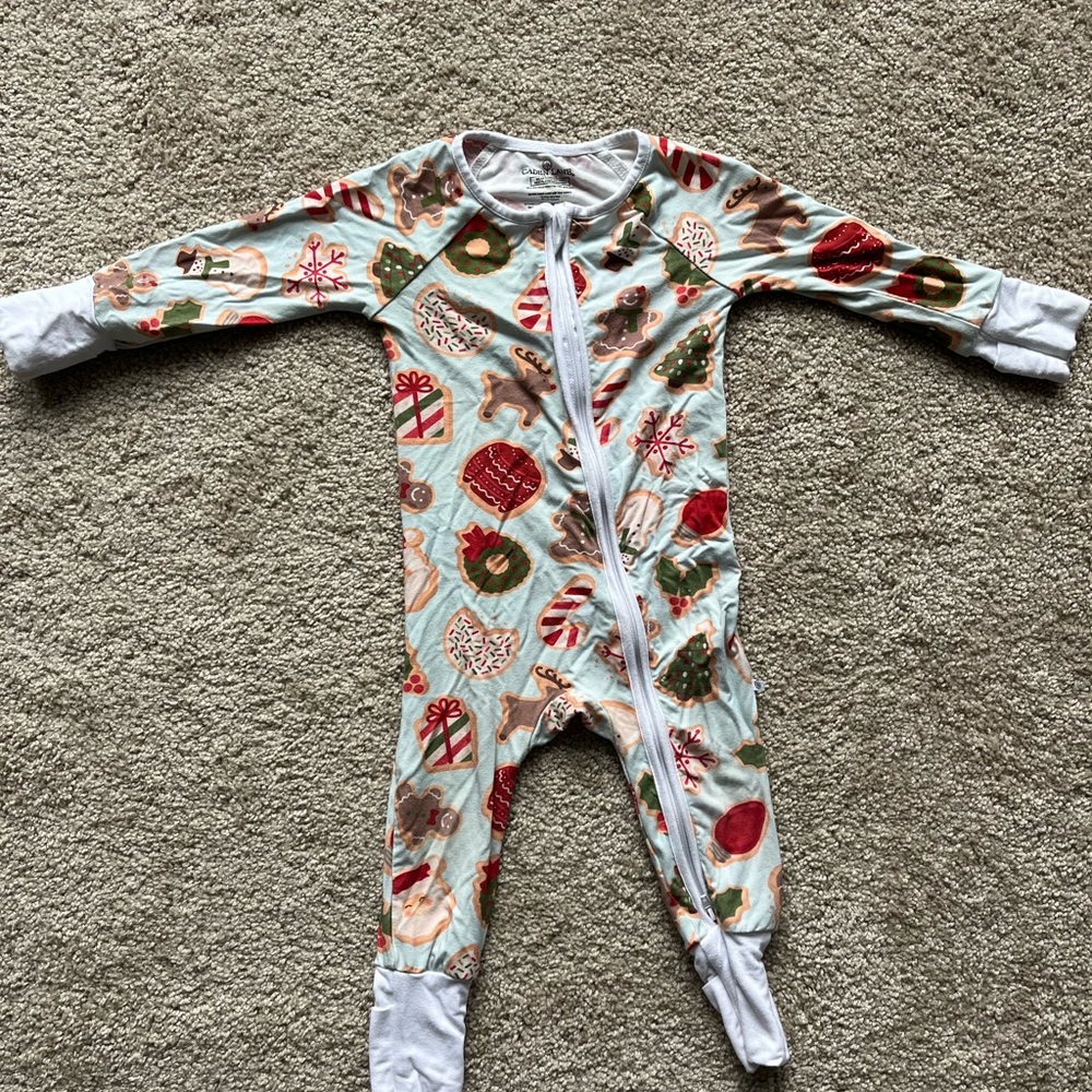 Caden Lane Holiday Print Kids One Piece